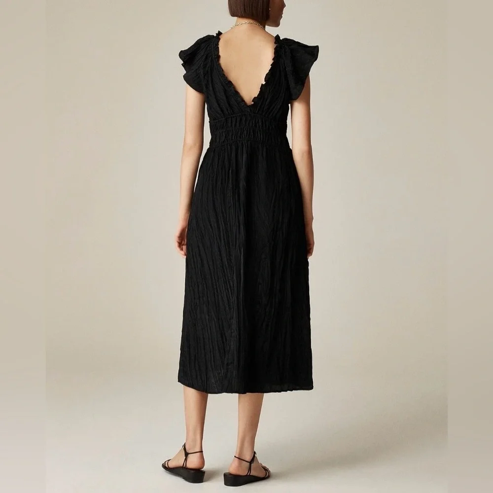 J. Crew Black Palermo Viscose Blend Crinkle Dress - Picture 2 of 13